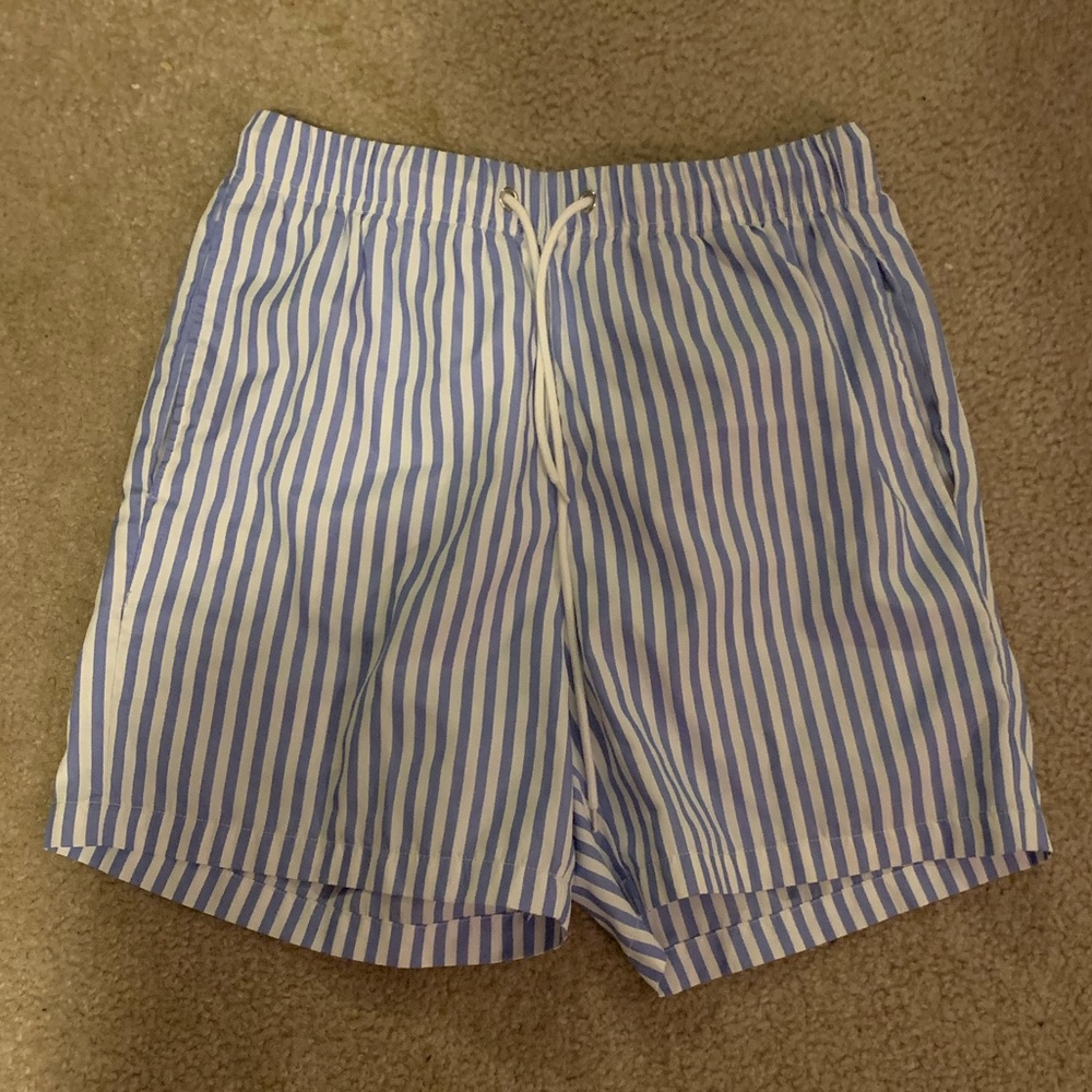 Shein white and blue striped shorts